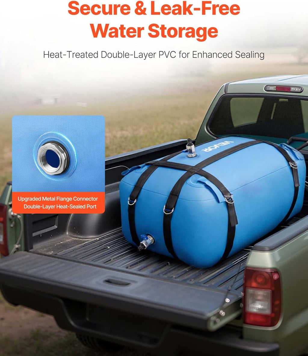 VEVOR Water Storage Bladder, 35 Gallon Large Capacity TPU Soft Water Bag, Portable & Collapsible Water Storage Containers, Leakproof & Wear-Resistant RV Waters Tank for Camping Irrigation Outdoor Use