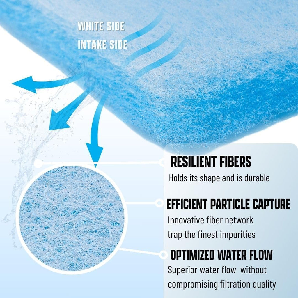 Premium Aquarium Filter Media Pad - Cut-to-Fit Roll, Fresh and Saltwater Safe, Blue & Dye-Free Options, Made in USA (Blue Bonded, 12"x120" (10 ft) x0.75)