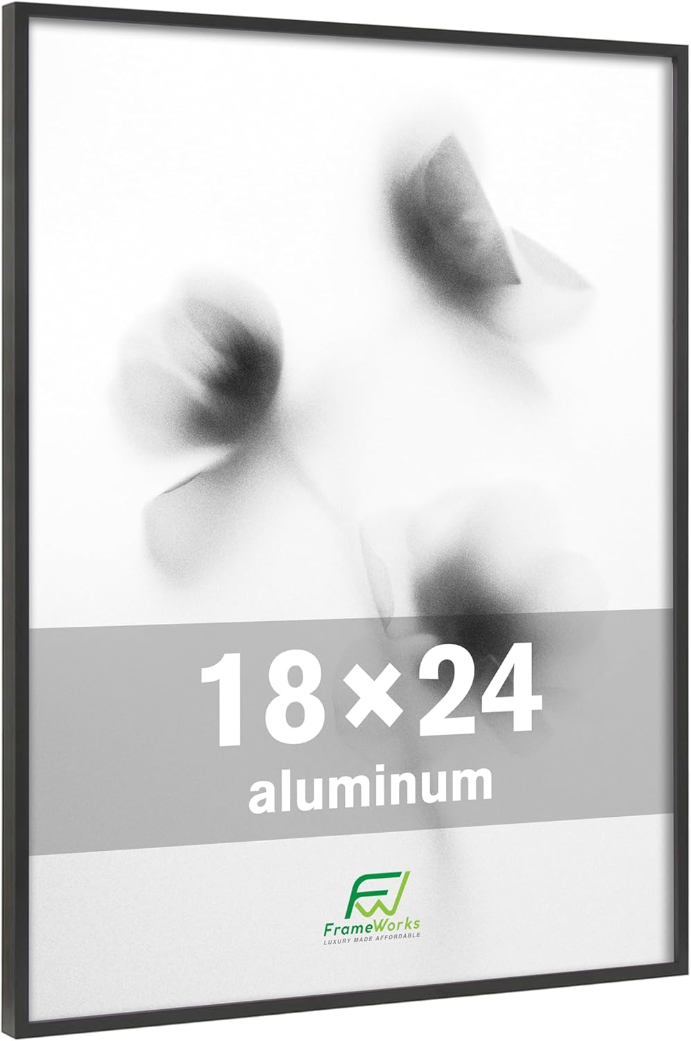 FrameWorks 18x24 Brushed Aluminum Poster Frames – Modern Brushed Metal Design w/Shatterproof Plexiglass, Perfect for Posters, Artwork, Paintings, Wall Displays – Home or Office Decor, Black - 1 Pack