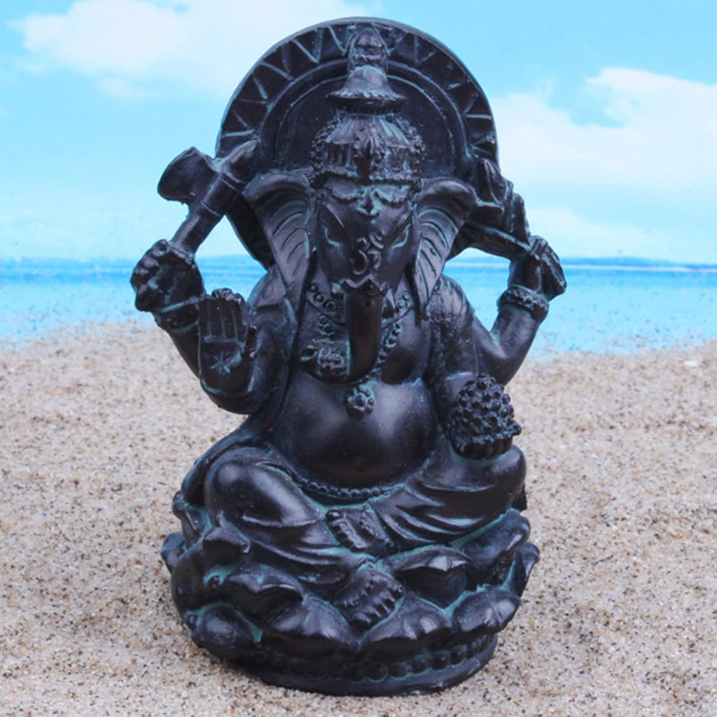 Ganesh Elephant Fish Tank Decorations Aquarium Décor Statue Reptile Turtle Lizard Spider Tanks Terrarium Thai Ganesha Buddhism Sculpture Figurine Ornament Pet