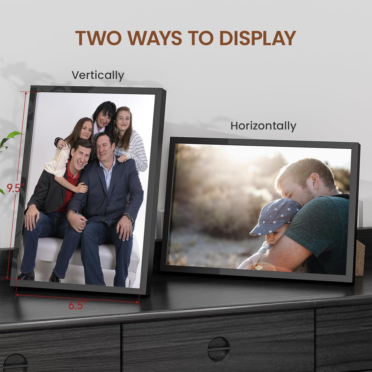Heimlove 7x10 Metal Picture Frame,Black Aluminum Photo Frames-Real Tempered Glass,Tabletop Display,Mounting Horizontally or Vertically Decor for Wall-1Pack