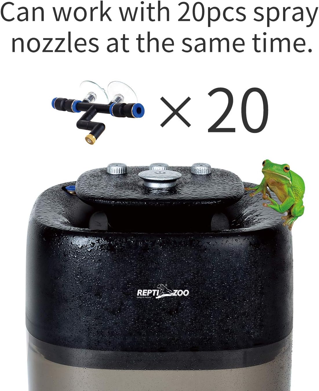 REPTI ZOO 10L Reptile Mister Fogger Terrariums Humidifier Extremly High Pressure Silent Pump Fog Machine Misting Rainforest Sprayer System Tank with 4PCS Nozzles for a Variety of Reptiles/Amphibians