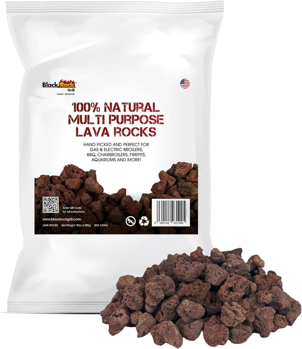 Premium Volcanic Lava Rocks – 9 lbs | 100% Pure, Hand-Sorted 1-3” Stones for Fire Pits, Gas Grills, Aquariums, and Plants