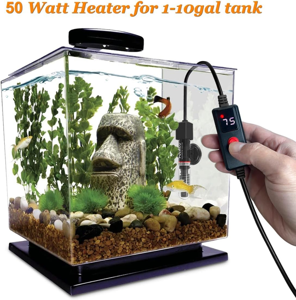 PULACO 50 Watt Small Aquarium Betta Heater for 1-10 Gallon Tank