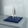 Acrylic Display Case with Navy Blue Velvet Base, Clear Acrylic Display Box with Lid, 6 Inch x 7.87 Inch Cube Countertop Box for Collectibles, Home Organization (6x6x7.87 inch)