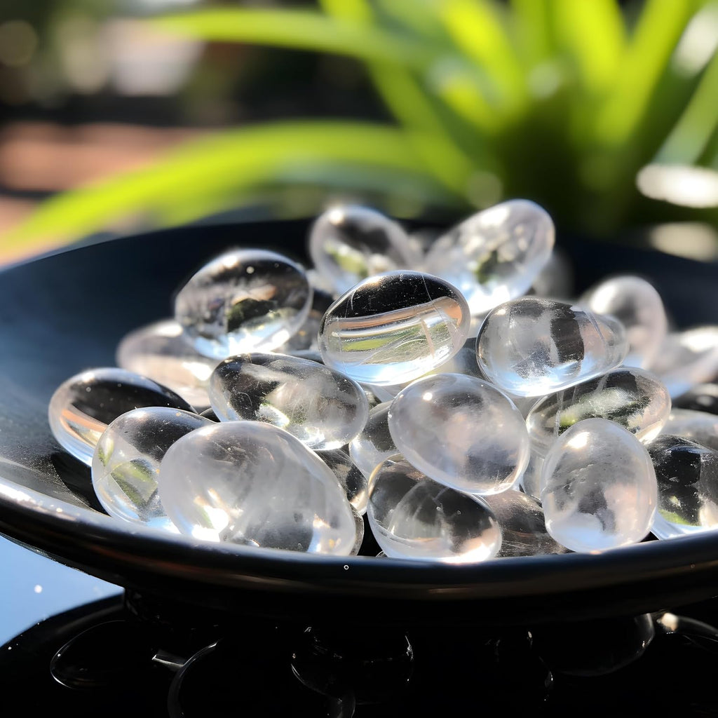 Polished Clear Quartz Crystal Chips Set, 128 Pcs 0.4" inches - Handpicked Tumbled Stones and Crystals Bulk for Healing, Reiki, Meditation, Witchcraft and Home Decor