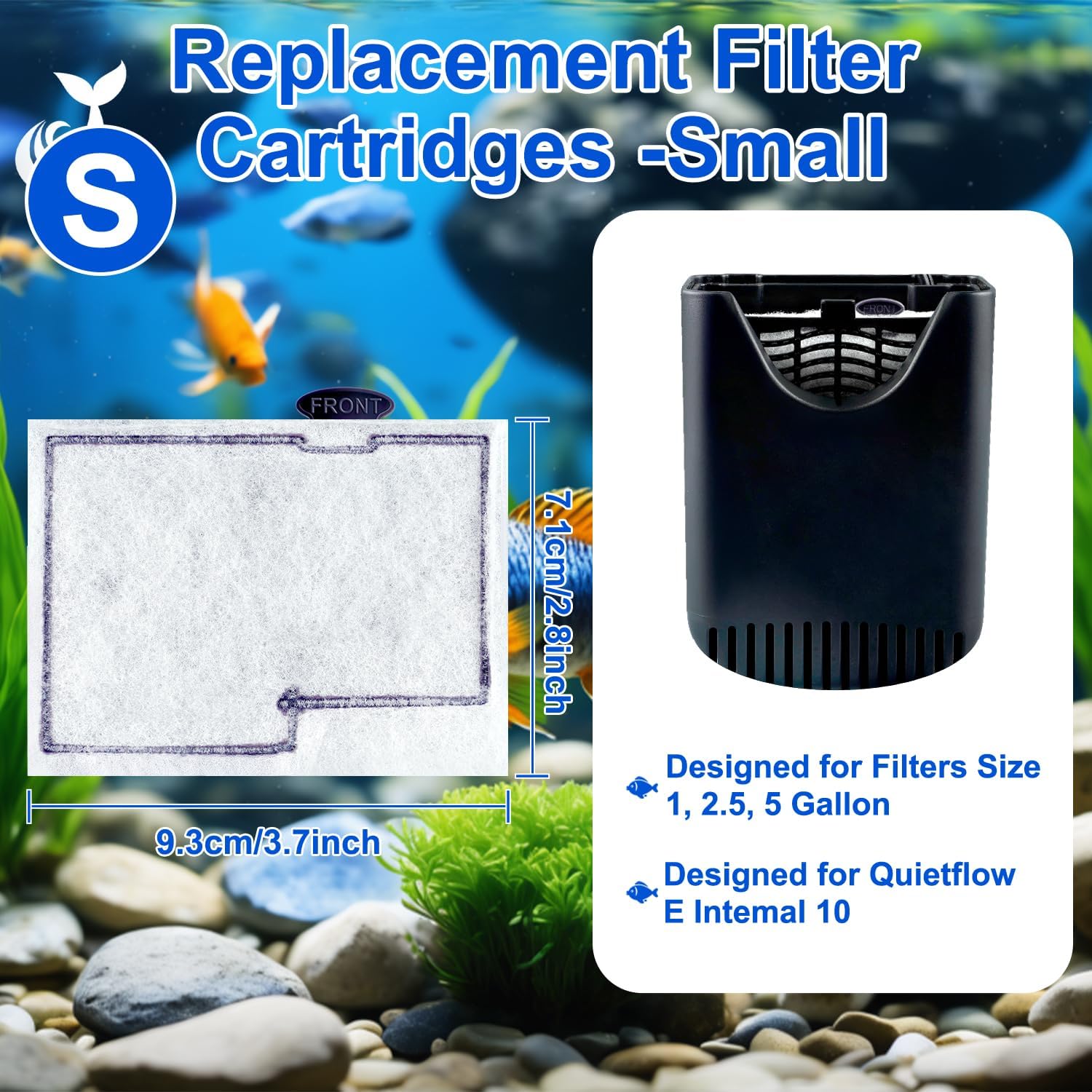 10 Packs Small Replacement Filter Cartridges for Aqueon QuietFlow E Internal Power Filter Size 10 and Minibow Aquarium Filters Size 1/2.5/5 Gallon ﻿