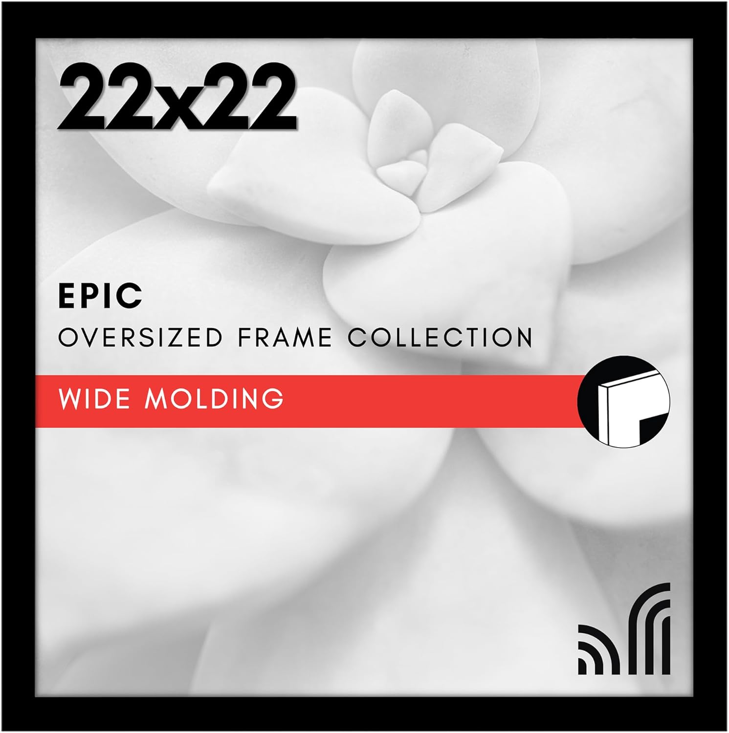 Americanflat 22x22 Picture Frame with Polished Plexiglass - Epic Collection - Square Picture Frame with Engineered Wood - Wide Photo Frames for Wall display - Black