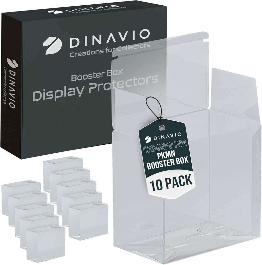 Plastic PKMN Booster Box Protector 10 Pack - Booster Box Case Display Protectors - Compatible with English PKMN Booster Boxes - 0.5mm Thick (Pack of 10)