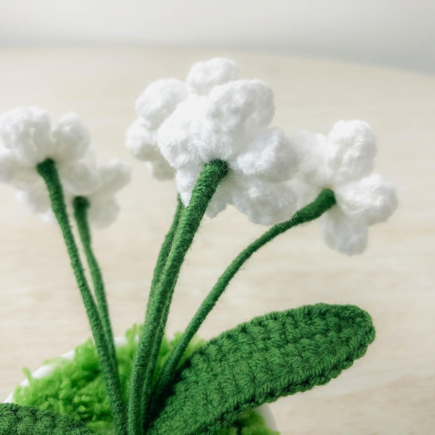 Crochet Flowers Cute Little Potted Flower, Gift for Birthday, Mother's Day, Teacher’s Day, Graduation, Anniversary, Decor for Car Dashboard,Home Office Decoration (White Myosotis)