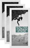 KTKDE 10x20 Picture Frame Wooden White 3 Pack,Poster Frame with Polished Plexiglass, Studio Gallery Wall Hanging Posters & Best gift