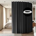 Room Divider Ceiling Mounted Curtains Track Sets Extra Wide Blackout Curtain Flexible Tracks for Bedroom Privacy Partition Separator, 1 Panel Black Drape and White Rail, W12.5 x H9ft