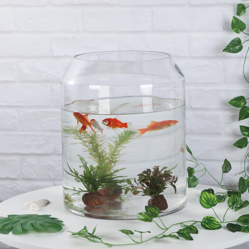 13" High 10.6" Wide Large Handmade Clear Modern Glass Vase, Glass Flower Vase, Scandinavian Glass Vase, Glass Container, Glass Terrarium, Hurricane, Fish Bowl, Centerpiece (Clear, 10.6"x13")