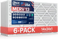 BNX TruFilter 14x24x1 Air Filter MERV 13 (6-Pack) - MADE IN USA - Electrostatic Pleated Air Conditioner HVAC AC Furnace Filters for Allergies, Pollen, Mold, Bacteria, Smoke, Allergen, MPR 1900 FPR 10