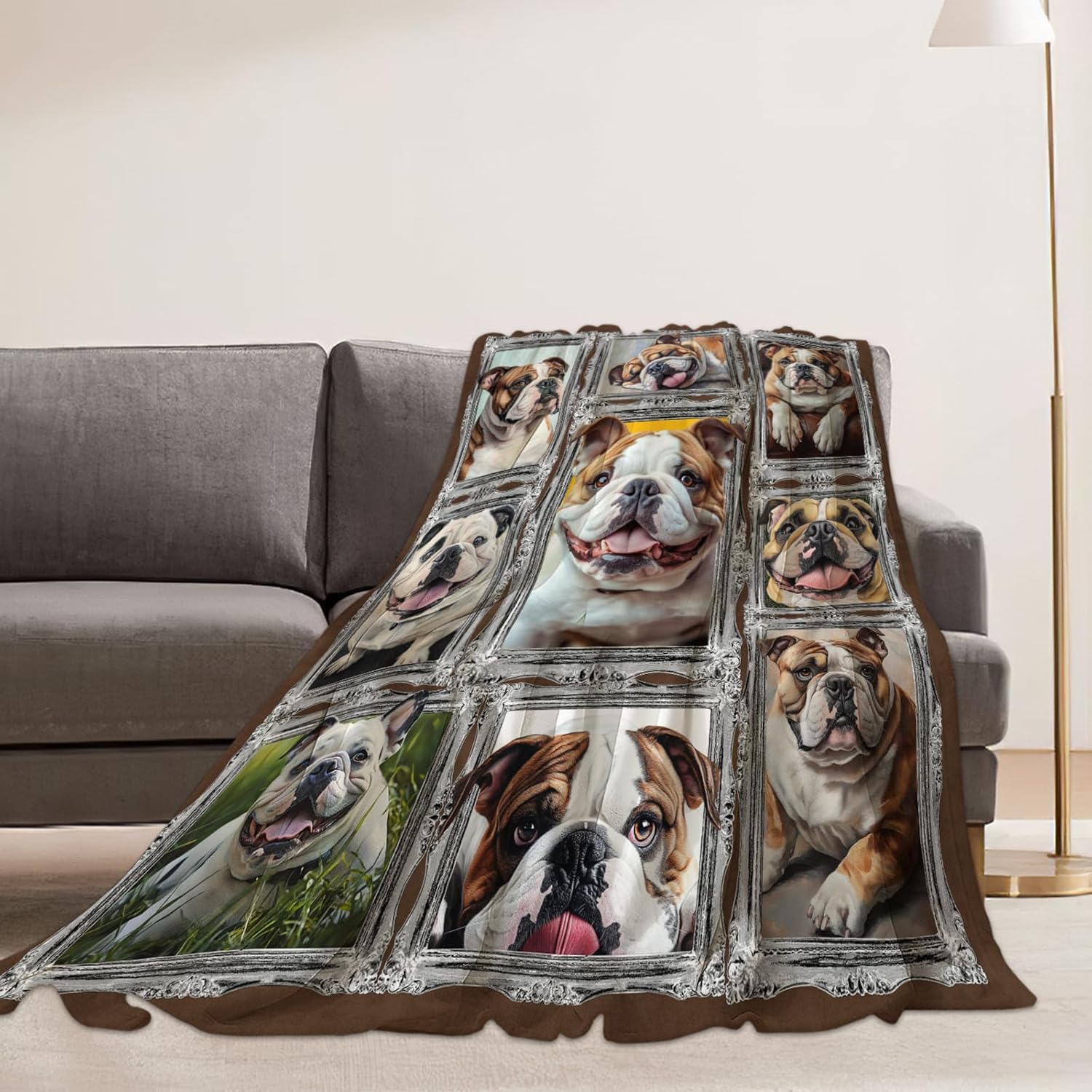 Bulldog Blanket Dog Animal Lover Throw Blankets Gifts for Girls Boys Kids Soft Cozy Fleece Plush for Couch Sofa Bed 80"x60"