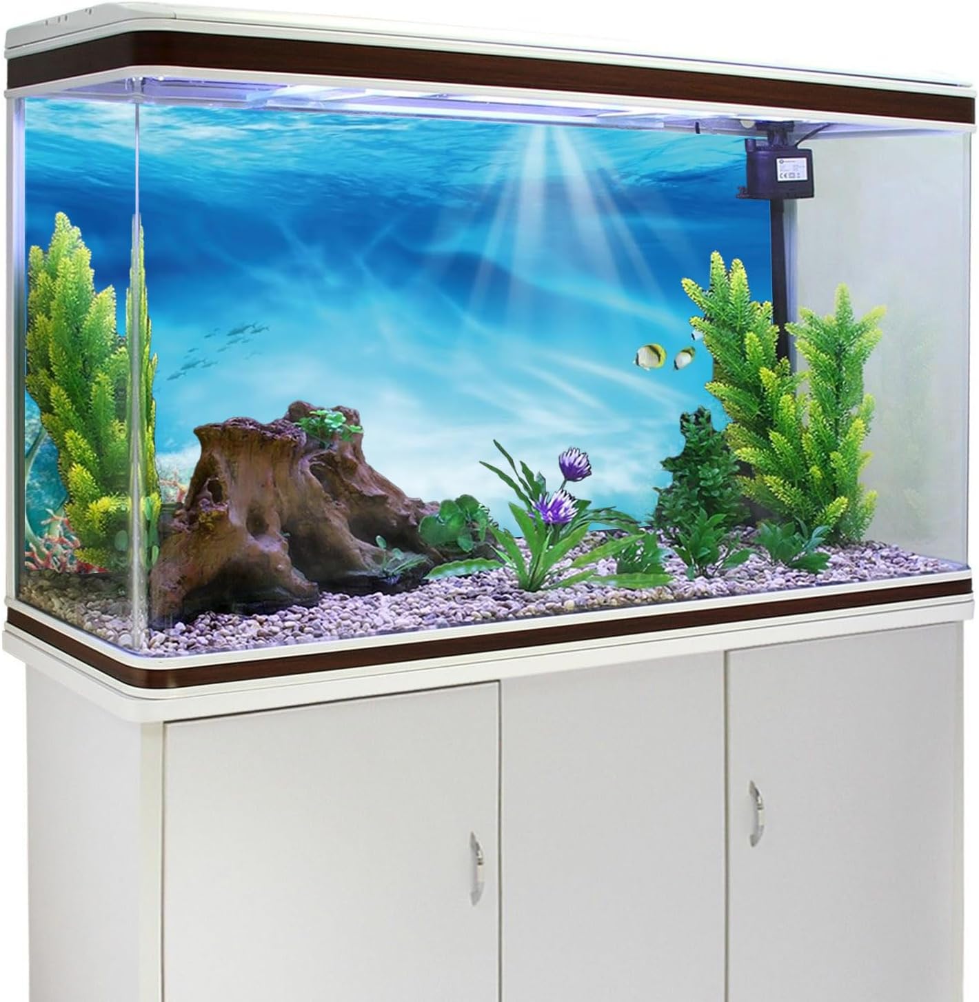 AWERT Undersea Theme Aquarium Background Colorful Coral Tropical Fish Sunshine Underwater World Fish Tank Background 48x24 inches Vinyl