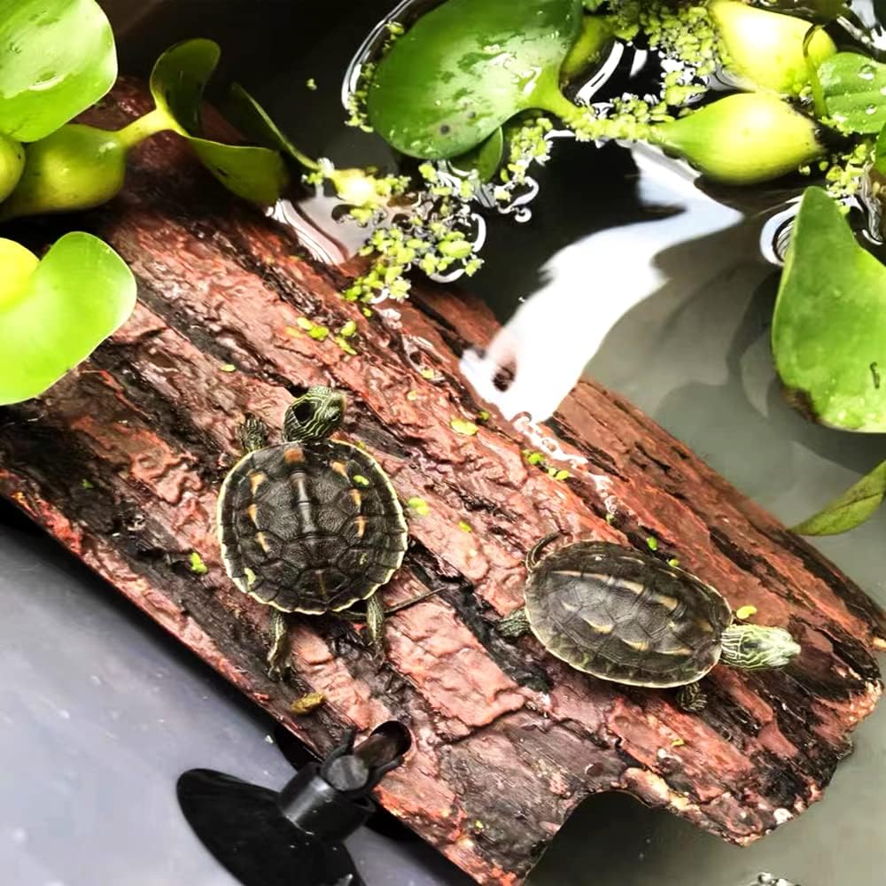 Flushbay Turtle Floating Basking Platform Aquarium Turtle Decorations Artificial Bark Tortoise Climbing Platform with Suction Cups Resting Terrace for Terrapins (Turtle Floating Basking Platform)