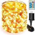 Moobibear LED String Lights, 164ft 500 LED Fairy Lights Plug in, Dimmable Outdoor Tree Lights, UL-Listed Warm White Copper String Lights Remote Control for Wedding Christmas Decor