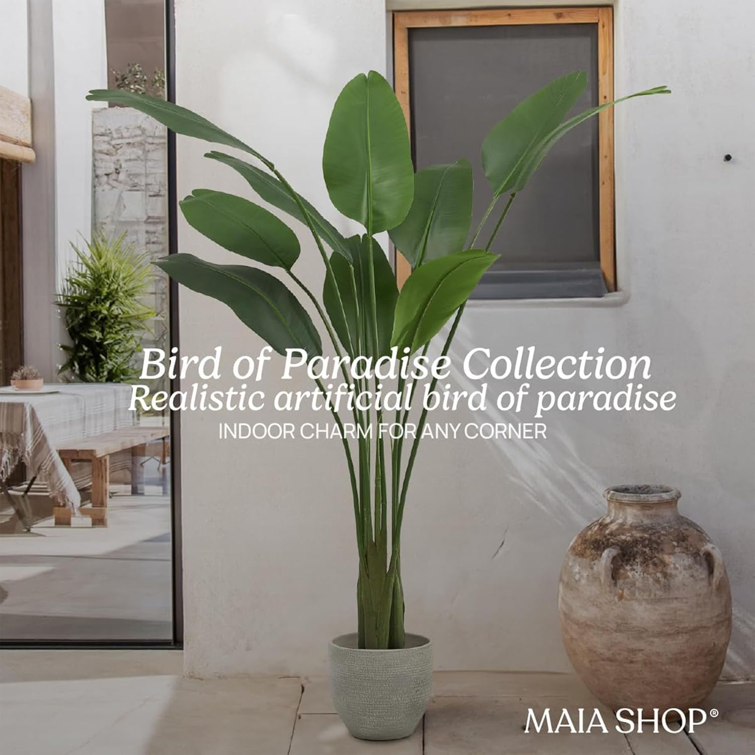 Maia Shop 6ft Artificial Bird of Paradise Plant for House, Apartment or Office – Realistic Fake Indoor Plants for Living Room, Kitchen, Bedroom, Entryway or Patio – Faux Greenery for Home Décor