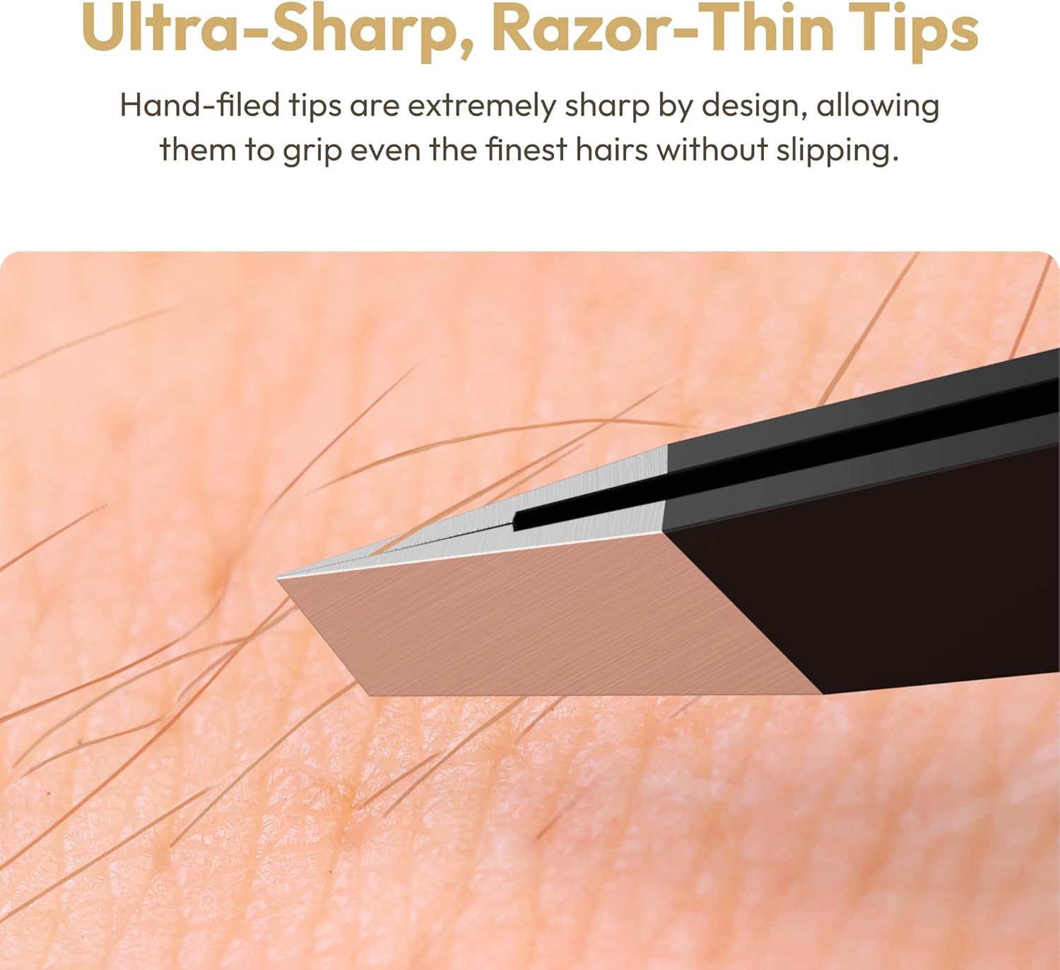 Professional Ultra-Precision Slant Tweezers for Women Facial Hair - German Stainless Steel, Tweezers for Men & Women, Black Eyebrow Tweezer for Ingrown Hair - Black
