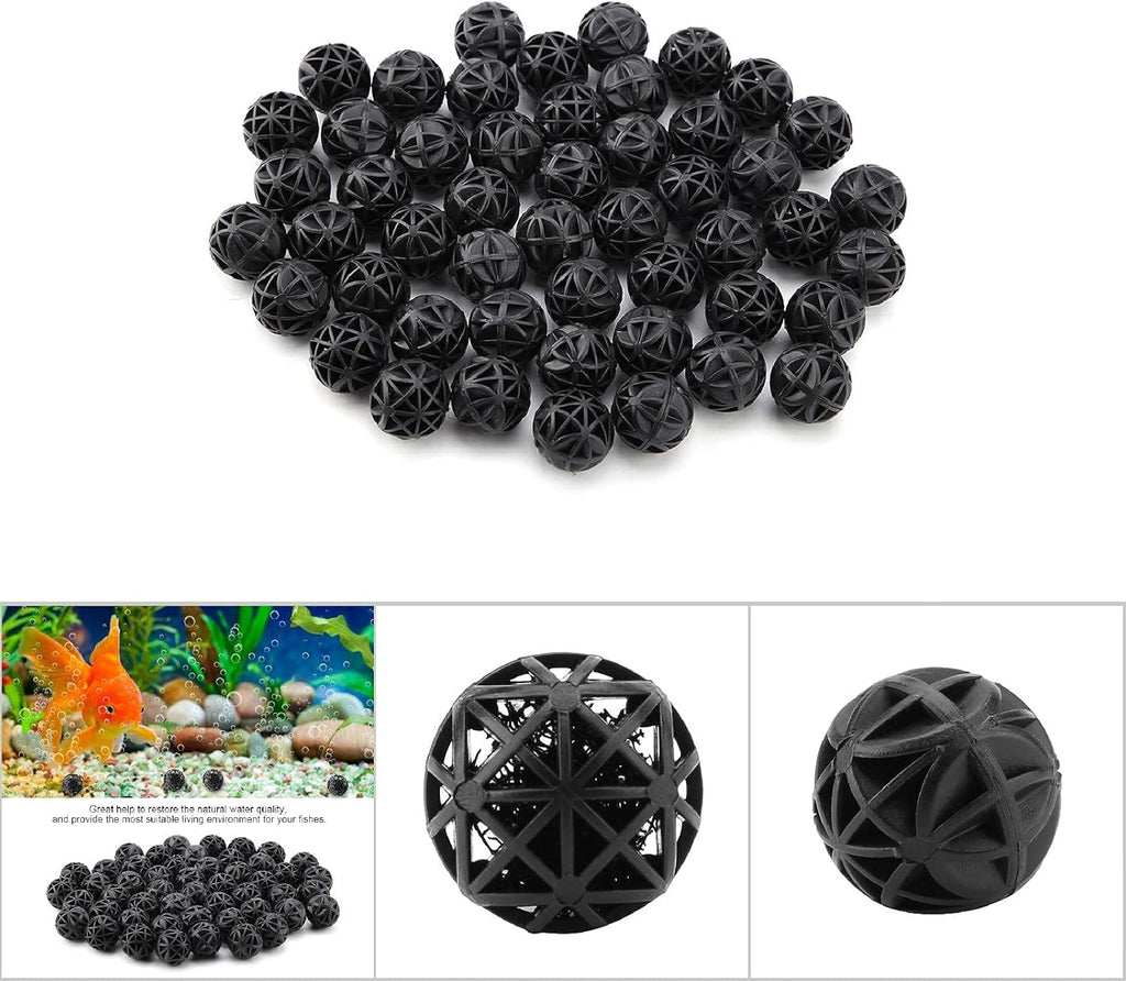Bio Balls Filter Media, 50Pcs Porous Biochemical Aquarium Filter Balls for Biological Filtration Pond and Fish Aquarium with Sponge (26mm with Cotton)