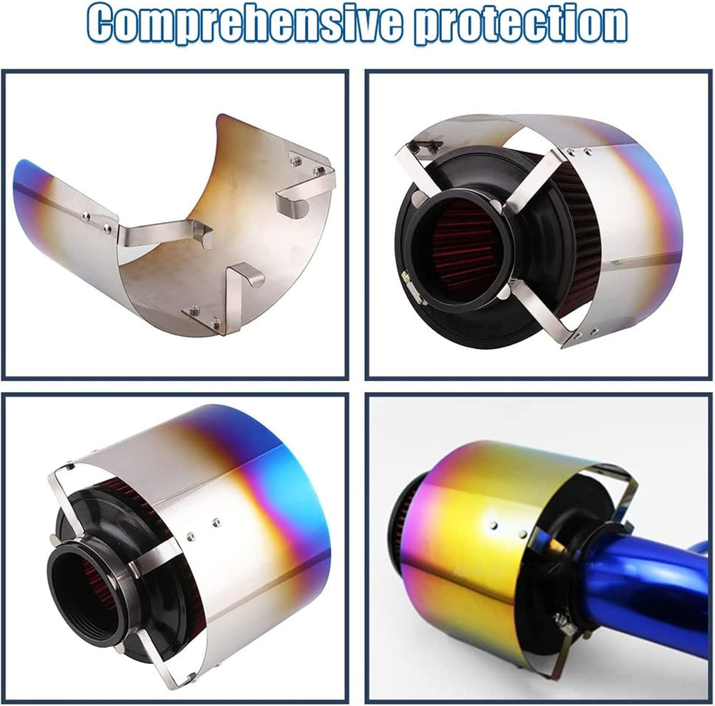 RYANSTAR Universal Air Intake Filter Cover Heat Shield Stainless Steel Cover compatible with 2.5-3.5" Cone Filter