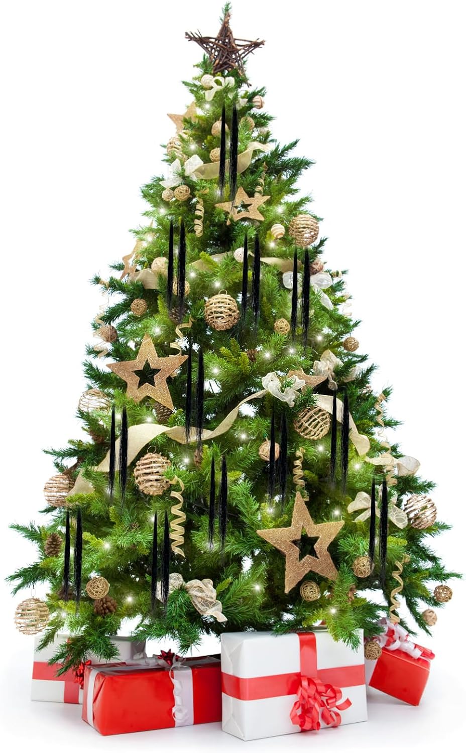 3000pcs Christmas Icicle Tinsel,18in Black Foil Fringe Tinsel Strand Icicle Tinsel Christmas Tree Tinsel for Christmas Holiday Decor Birthday Supplies