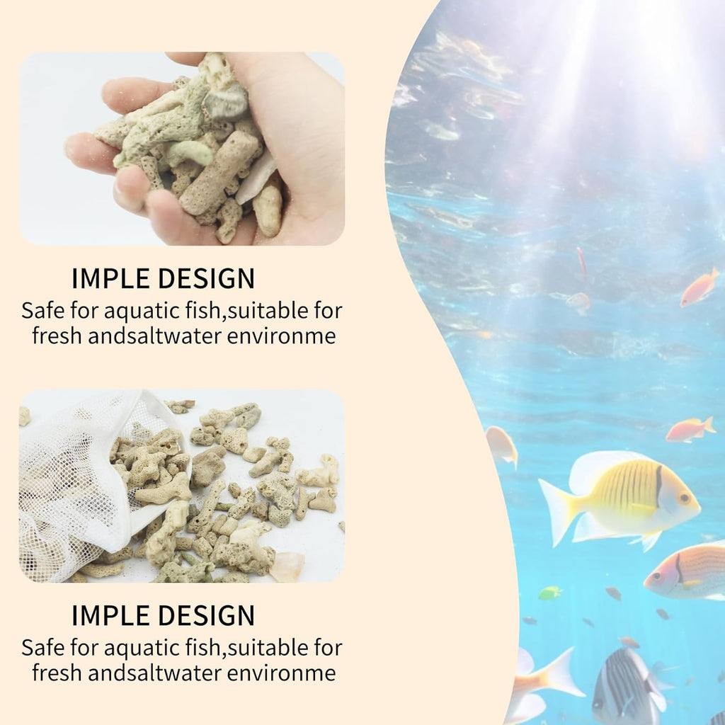 500g/1.1lb Crushed Coral for Freshwater Aquarium, Pond Filter Aquarium Filter Media to Raise ph, Reusable Aquarium Filter, Fish Tank Coral Stones