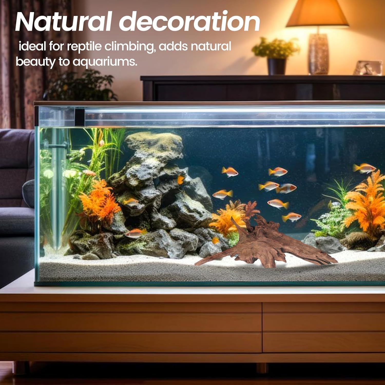 3-Piece 6-10 inch Natural Aquarium Driftwood Decorations - Aquascape Decor for Fish Tanks, Betta Hideouts, Reptile Enclosures & Plant Attachment
