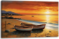 GLOKAKA Coastal Wall Art Ocean Beach Boat Canvas Print Sunset Seascape Pictures Ocean Landscape Painting Nature Artwork for Bathroom Living Room Bedroom Office Home Decor