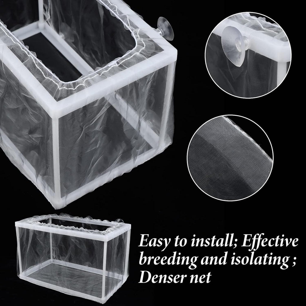 Aquarium Breeding Box - Mesh Box Fish Breeding Tanks, Aquarium Breeder Box, Fish Fry Hatchery, Juvenile Separation Net with Suction Cups, Nursery for Guppy Shrimp
