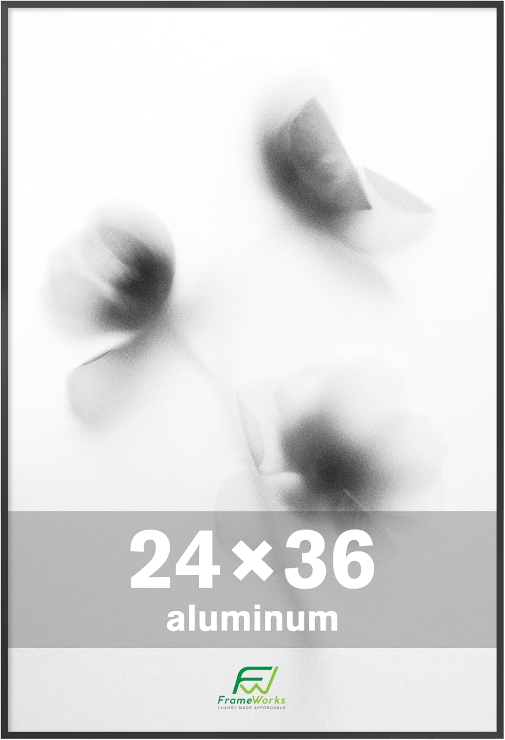 FrameWorks 24x36 Brushed Aluminum Poster Frames – Modern Brushed Metal Design w/Shatterproof Plexiglass, Perfect for Posters, Artwork, Paintings, Wall Displays – Home or Office Decor, Black - 1 Pack