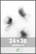 FrameWorks 24x36 Brushed Aluminum Poster Frames – Modern Brushed Metal Design w/Shatterproof Plexiglass, Perfect for Posters, Artwork, Paintings, Wall Displays – Home or Office Decor, Black - 1 Pack