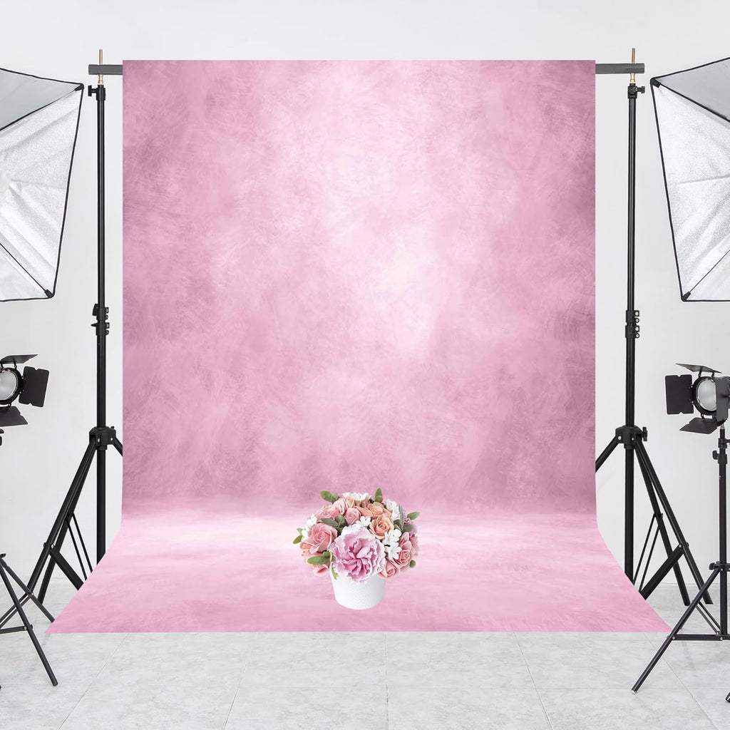 Abstract Professional Photography Backdrop for Portrait Photo Props Booth Background Photoshoot Studio with Polyester Fabric Roller Pocket on Top (8x10ft,Light Pink,No Stand)