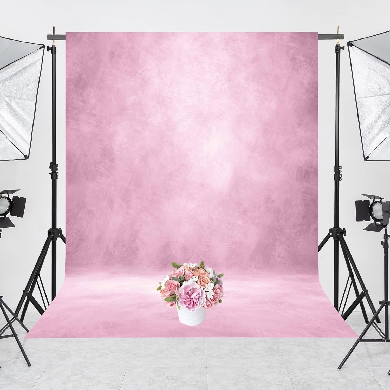 Abstract Professional Photography Backdrop for Portrait Photo Props Booth Background Photoshoot Studio with Polyester Fabric Roller Pocket on Top (8x12ft,Light Pink,No Stand)