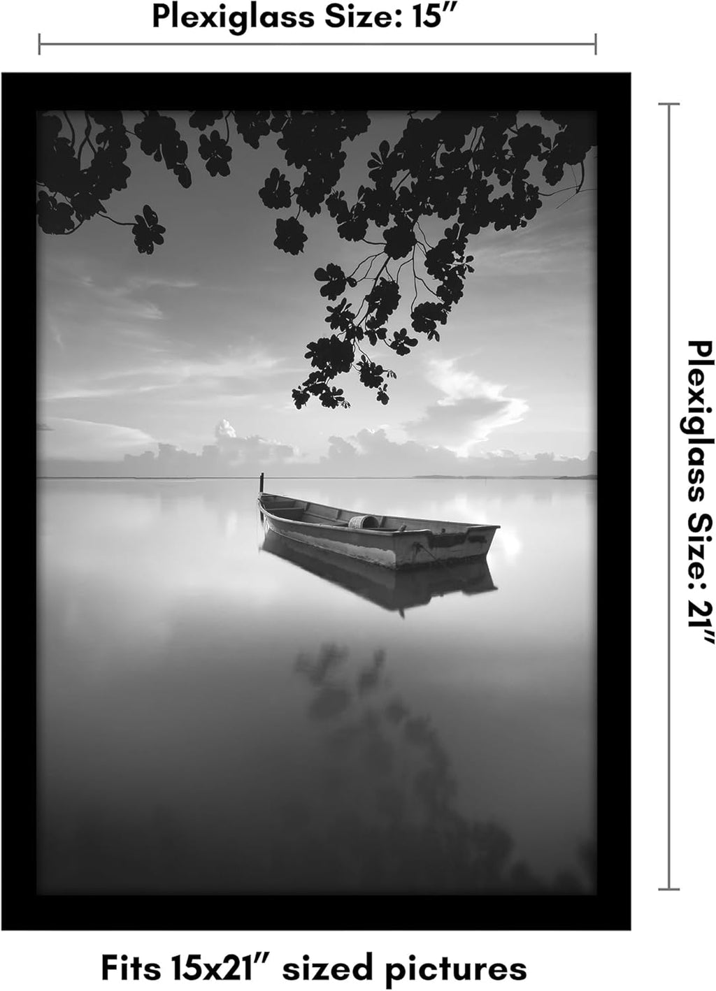 Americanflat 15x21 Picture Frame with Polished Plexiglass - Black Picture Frame - Wide Photo Frames Made of Engineered Wood for Vertical or Horizontal Wall Display - Epic Collection - Black