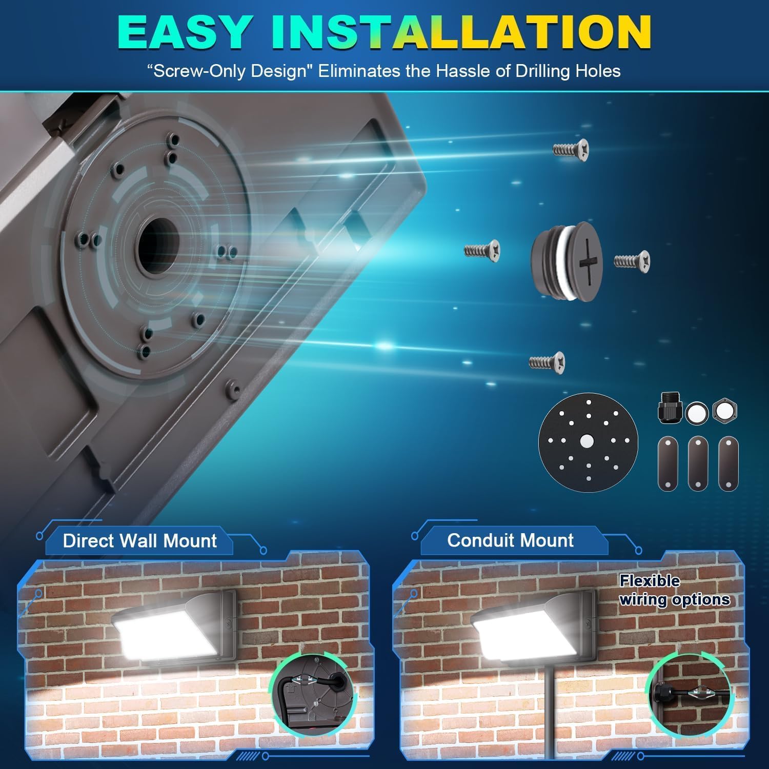 ledmo LED Wall Pack Light with Photocell, 120W Dusk to Dawn Outdoor Commercial Security Lighting, 5000K IP65 Waterproof 15840LM 6 Pack