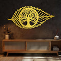 Hotuijxca Metal Leaf Wall Decor, Tree of Life Wall Art, Metal Leaf and Tree Wall Art for Living Room, Bedroom (Gold, 41x20in|105x50cm, metal wall art)