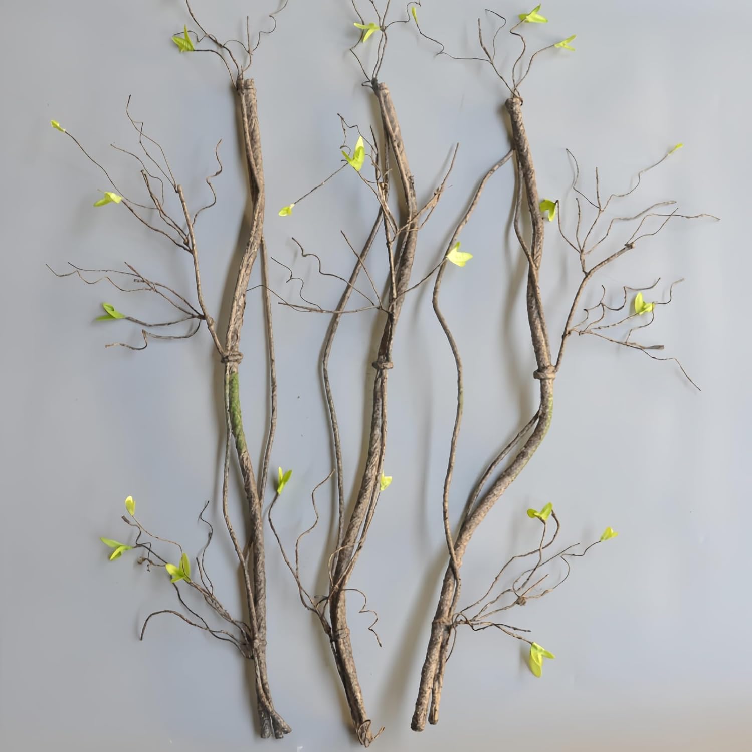 3Pcs Artificial Bendable Tree Branches for Decoration, 35in Realistic Faux Dried Branches Wreath, Fake Vines Tree Twigs with Leaves for Home Decoration, Flower Garlands, Crafts