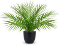 Briful Fake Plant 15’’ Artificial Palm Plant in Matte Black Pot Realistic Faux Tropical Palm Tree Houseplant for Home Indoor Living Room Tabletop Bedroom Decorations