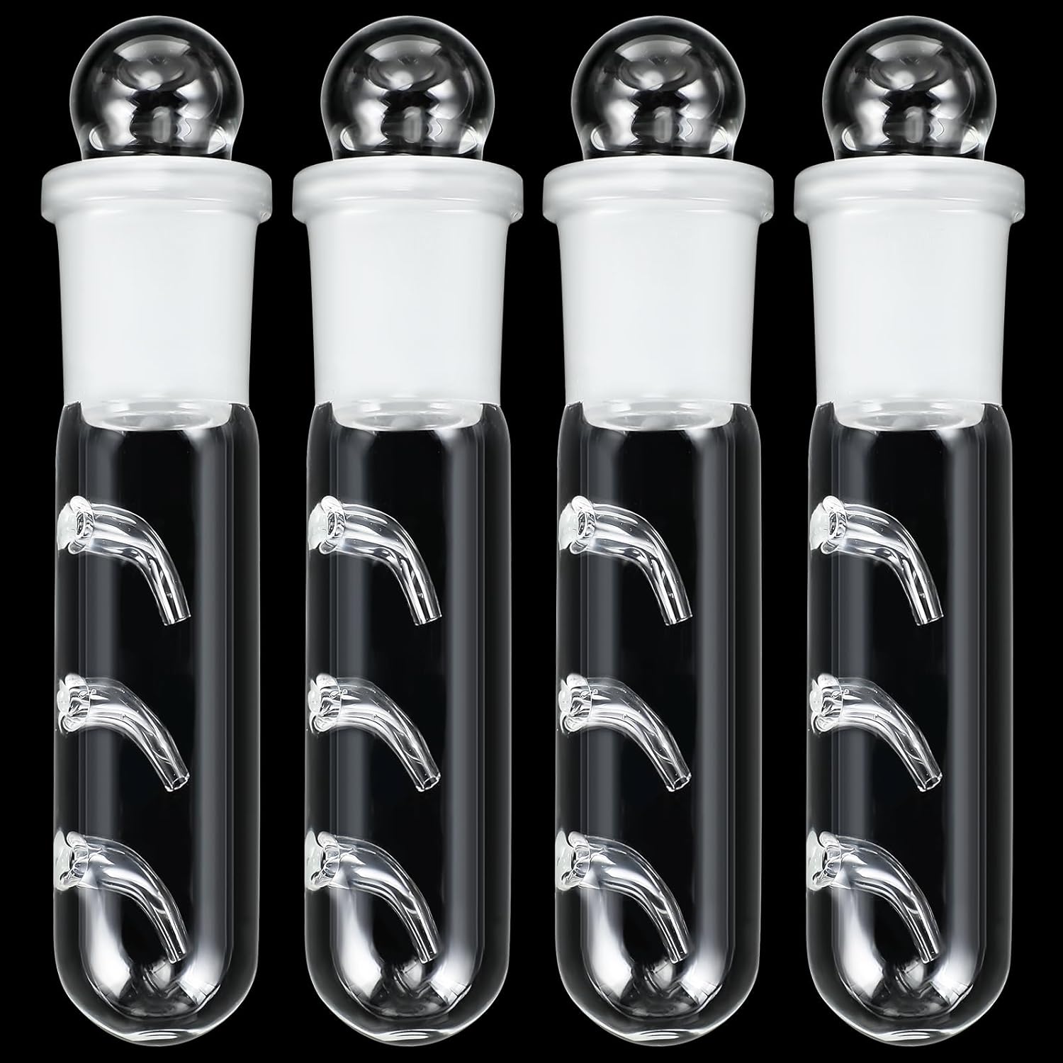Qualirey 4 Pack Planaria Catch Trap for Aquarium Snail Leech Clear Glass Planaria Trap for Dwarf Shrimp Red Cherry Shrimp Tank(3 Holes)