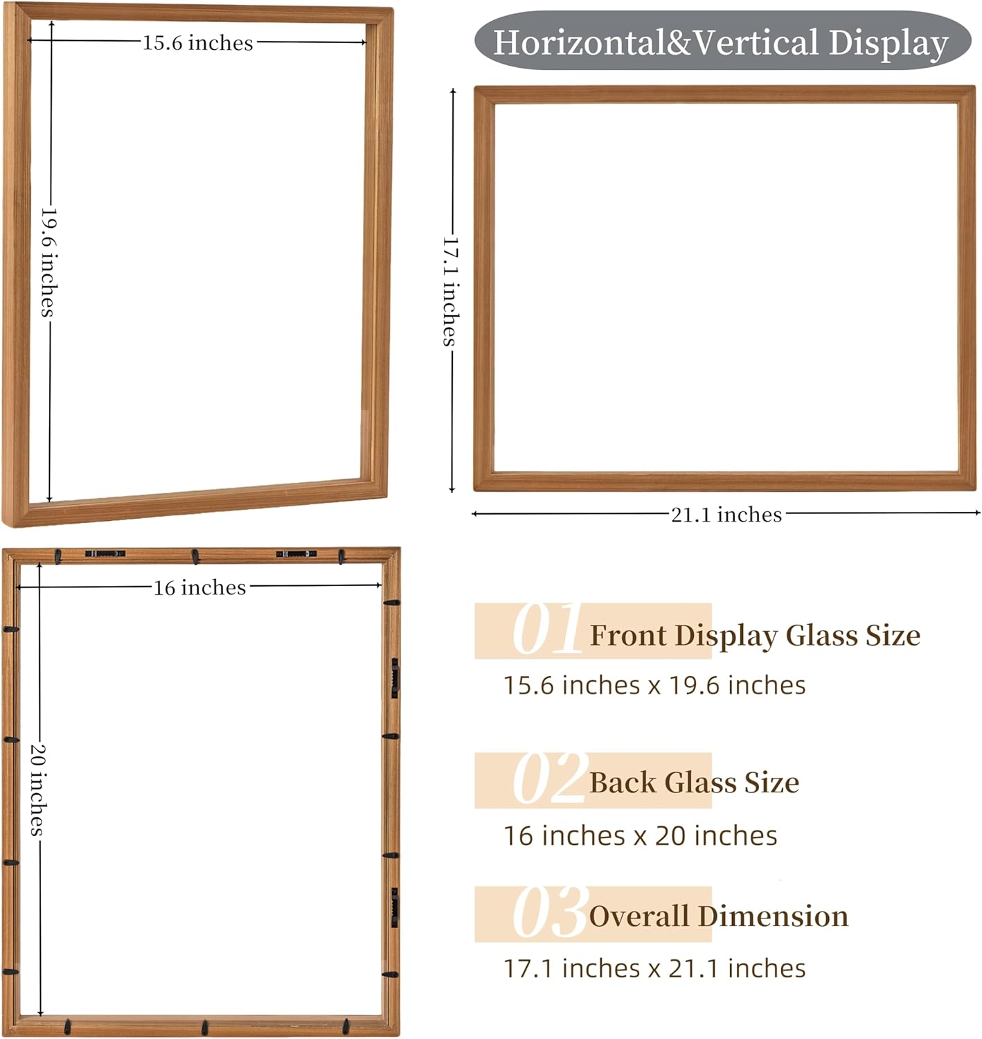 Floating Frame 16x20 Real Double Glass Floating Picture Frame 18x24 Shadow Box Pressed Flowers Frames Floater Maple Wood Frame 16x20 Bouquet Frames For Wedding Memory