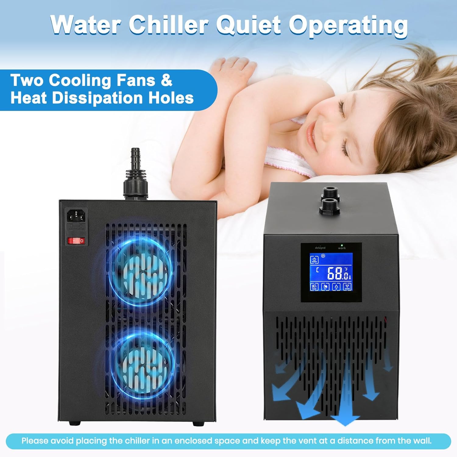 Aquarium Chiller 42 Gal, 1/10 HP Water Chiller Machine, Hydroponic Cooling System, Fish Tank Chiller with Upgraded LED display, for Axolotl Jellyfish