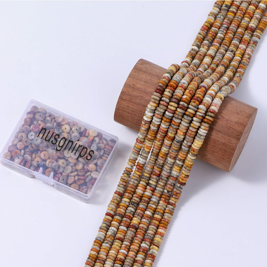 Natural Crazy Agate Disk Stone Spacer Beads 6x2mm 38cm/str Flat Rondelle Loose Semi Gemstone Caps for Making Bracelets Necklace