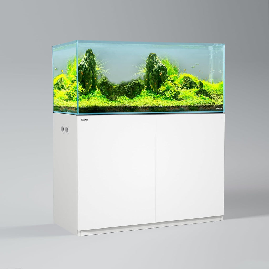 LANDEN Aquarium Wooden Stand and Cabinet for up to 105 Gal Tank, Fish Reptile Sea Salt WaterTank Stand, Nano Foam Leveling Mat Included, W47.2xD23.6xH31.5 in, Wooden Matte White Painted(Stand Only)