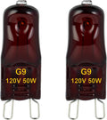 G9 Heat Lamp Bulbs for Reptile,Night Red, Mini Halogen Bulb 50W, Infrared Reptile Heat Lamp for Bearded Dragon Gecko Turtle Lizard, Pack of 2