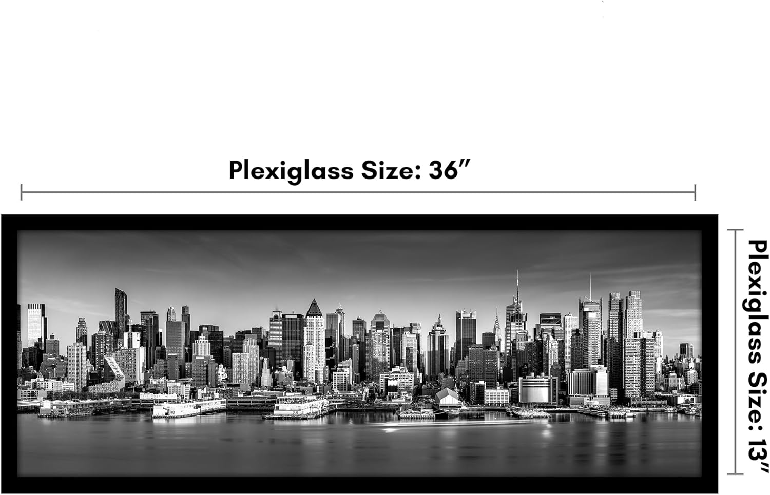Americanflat 13x36 Picture Frame with Polished Plexiglass - Black Picture Frame - Wide Photo Frames Made of Engineered Wood for Vertical or Horizontal Wall Display - Epic Collection - Black