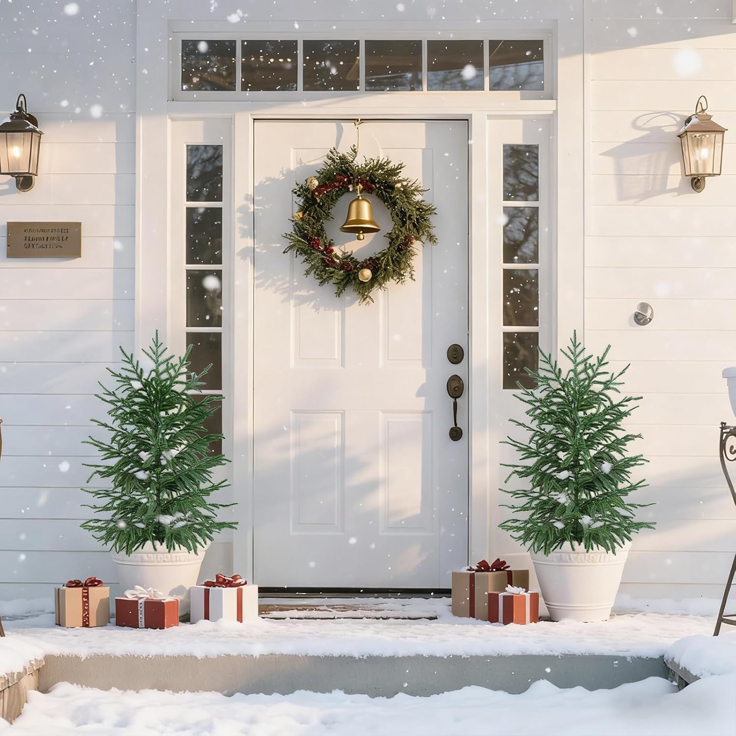 2 Pack 3FT Artificial Norfolk Pine Tree with Pot - UV Protection Faux Tree Fake Plants with PE Branch for Indoor Outdoor Home Front Porch Christmas Decor