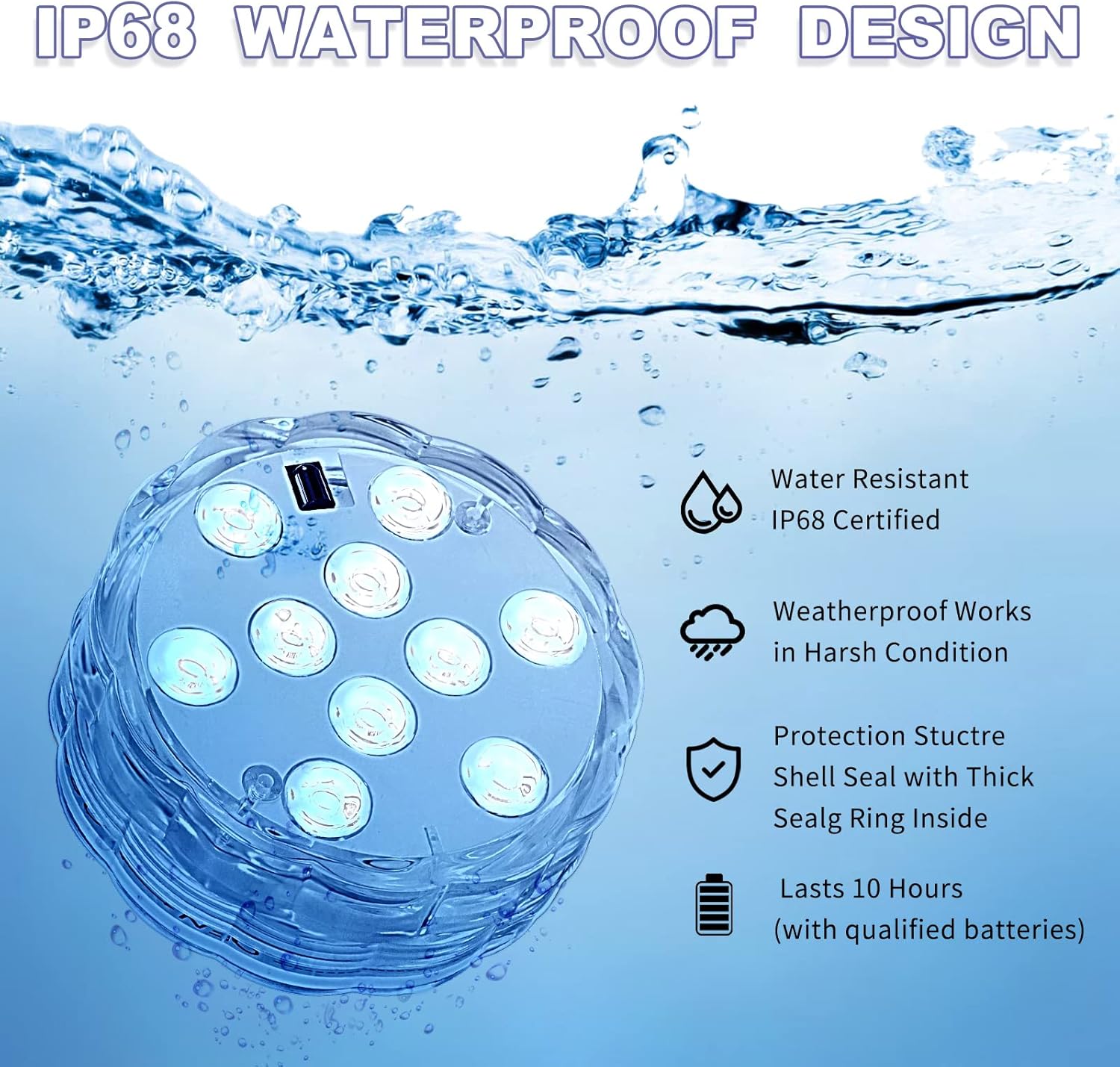 Mudder 12 Pack Submersible LED Lights with Remote 2.8" Hot Tub Lights Waterproof Pool Underwater LED Light Battery Operated Bathtub Lamp 16 Color Changing Lamp for Pool Pond Vase Aquarium Decoration
