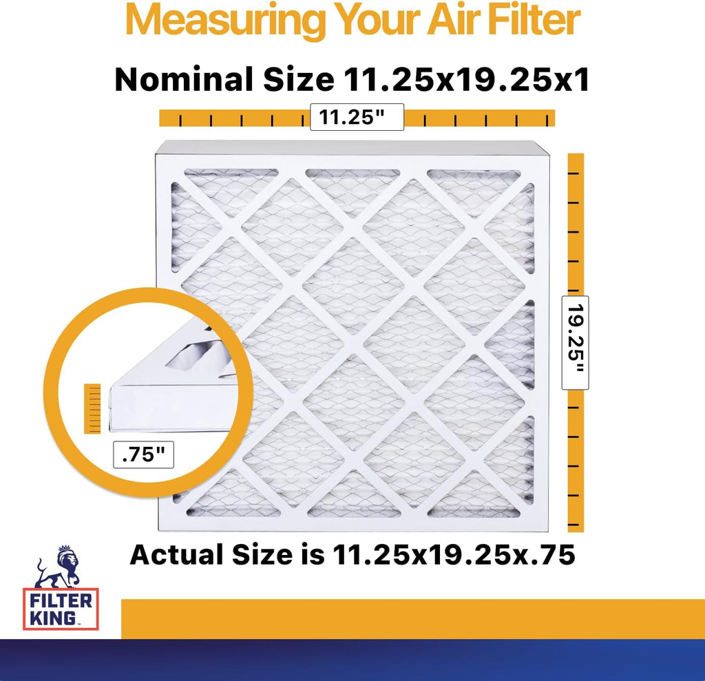 Filter King 11.25x19.25x1 Air Filter | 4-PACK | MERV 13 HVAC Pleated A/C Furnace Filters | MADE IN USA | Actual Size: 11.25 x 19.25 x .75"
